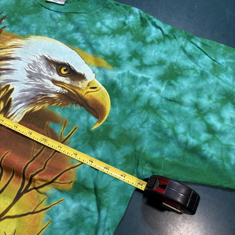Vintage Bald Eagle All Over Print T-Shirt Size Large Single Stitch‎ Tie Dye 90s